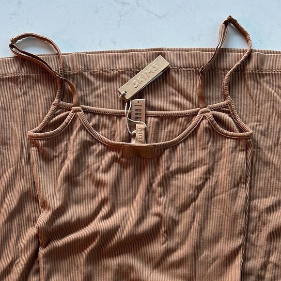 NWT Skims Soft Lounge Long Slip Dress XS SMALL Med Camel - Picture 3 of 9